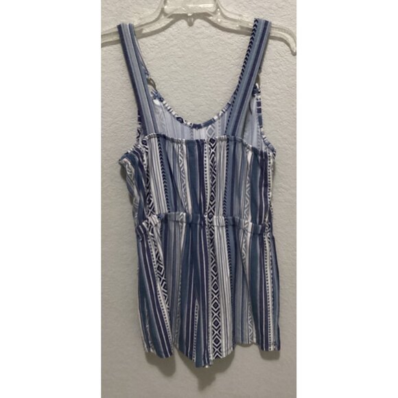 Derek Heart Blue & White Tribal Print Sleeveless Romper Size L - Picture 3 of 5